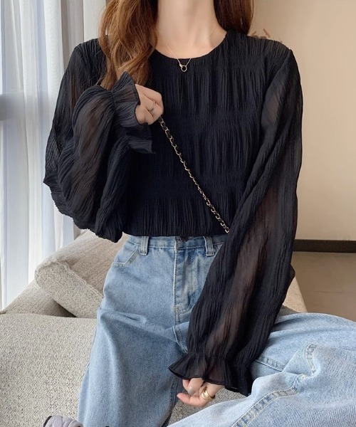 yuue' ( wear )（ユーイ）の「シアーシャーリングフリルブラウス（シャツ/ブラウス・レディース・ホワイト/ブラック/アイボリー・FREE）」の14枚目の写真