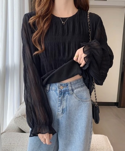 yuue' ( wear )（ユーイ）の「シアーシャーリングフリルブラウス（シャツ/ブラウス・レディース・ホワイト/ブラック/アイボリー・FREE）」の13枚目の写真