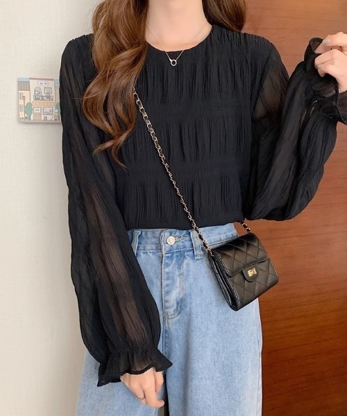 yuue' ( wear )（ユーイ）の「シアーシャーリングフリルブラウス（シャツ/ブラウス・レディース・ホワイト/ブラック/アイボリー・FREE）」の16枚目の写真