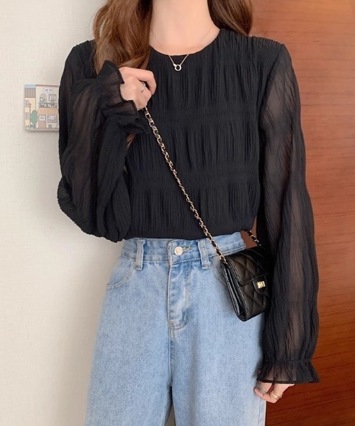 yuue' ( wear )（ユーイ）の「シアーシャーリングフリルブラウス（シャツ/ブラウス・レディース・ホワイト/ブラック/アイボリー・FREE）」の17枚目の写真