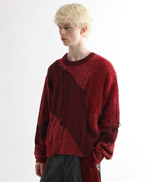 HARE(ハレ)の「TSUNAGARIニットプルオーバー(HARE)(ニット/セーター・メンズ・ボルドー/ブラック・FREE)」の13枚目の写真