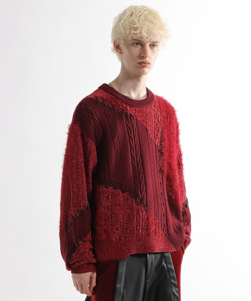 HARE(ハレ)の「TSUNAGARIニットプルオーバー(HARE)(ニット/セーター・メンズ・ボルドー/ブラック・FREE)」の11枚目の写真