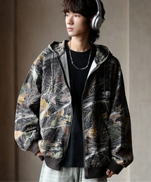 EFFECTION（エフェクション）の「【neos】ルーズシルエット ヴィンテージライク ツイル デニム 迷彩 ジップ パーカー フードジャケット（パーカー）」
