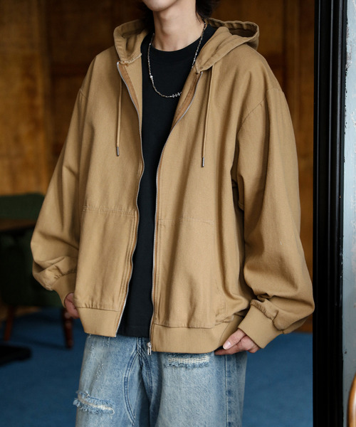 neos(ネオス)の「【neos】ルーズシルエット ヴィンテージライク ツイル デニム 迷彩 ジップ パーカー フードジャケット(パーカー・メンズ・ブラック/サックスブルー/ブルー/キャメル/カモフラージュ・MEDIUM/LARGE/X-LARGE)」の9枚目の写真