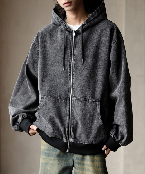 neos(ネオス)の「【neos】ルーズシルエット ヴィンテージライク ツイル デニム 迷彩 ジップ パーカー フードジャケット(パーカー・メンズ・ブラック/サックスブルー/ブルー/キャメル/カモフラージュ・MEDIUM/LARGE/X-LARGE)」の14枚目の写真