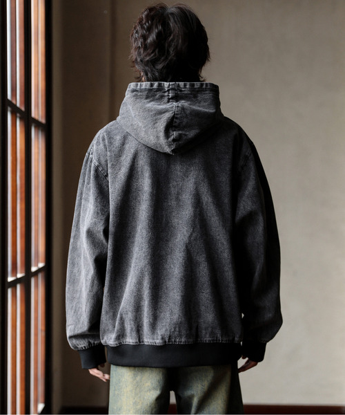 neos(ネオス)の「【neos】ルーズシルエット ヴィンテージライク ツイル デニム 迷彩 ジップ パーカー フードジャケット(パーカー・メンズ・ブラック/サックスブルー/ブルー/キャメル/カモフラージュ・MEDIUM/LARGE/X-LARGE)」の15枚目の写真