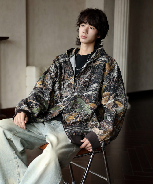 neos(ネオス)の「【neos】ルーズシルエット ヴィンテージライク ツイル デニム 迷彩 ジップ パーカー フードジャケット(パーカー・メンズ・ブラック/サックスブルー/ブルー/キャメル/カモフラージュ・MEDIUM/LARGE/X-LARGE)」の21枚目の写真