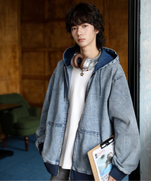 EFFECTION（エフェクション）の「【neos】ルーズシルエット ヴィンテージライク ツイル デニム 迷彩 ジップ パーカー フードジャケット（パーカー）」