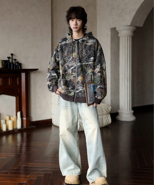 neos(ネオス)の「【neos】ルーズシルエット ヴィンテージライク ツイル デニム 迷彩 ジップ パーカー フードジャケット(パーカー・メンズ・ブラック/サックスブルー/ブルー/キャメル/カモフラージュ・MEDIUM/LARGE/X-LARGE)」の19枚目の写真