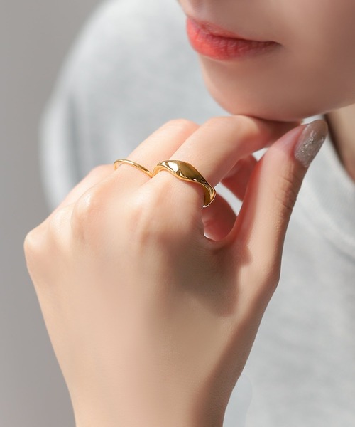 Cream dot.(クリームドット)の「【サージカルステンレス】艶めくメタルウェーブラインのステンレス製リング(リング・レディース・ピンクゴールド/シルバー/ゴールド・20号/23号/12号/17号/15号)」の10枚目の写真