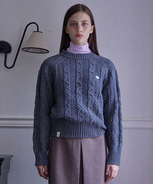 HAINT(ヘイント)の「STANDARD FIT CABLE KNIT_CHARCOAL(ニット/セーター・レディース・チャコール・FREE)」の1枚目の写真