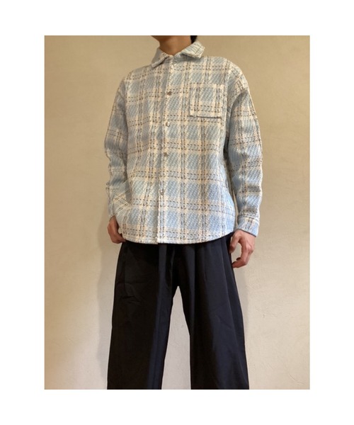 Bling Leads（ブリングリーズ）の「【Blss】【Bling Leads】チェック柄 シャツJKT（テーラードジャケット・メンズ・レッド/ブルー/ブラック/ネイビー・FREE）」の4枚目の写真