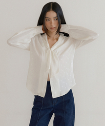 Silken Scarf Blouse (dot cream)