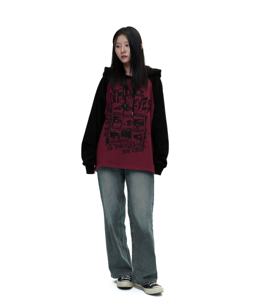 DEFYCLUBROBBERS(ディファイクラブロバース)の「Defiance Eyes reglan Hoodie (2color)(パーカー・レディース・バーガンディー/ブラック・MEDIUM/LARGE)」の6枚目の写真