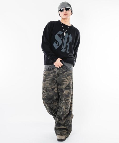 SHORT ROUND（ショートラウンド）の「SHORT ROUND/【26年春夏新作】ビッグロゴニットプルオーバー（ニット/セーター・メンズ・ブラック・LARGE/MEDIUM）」の3枚目の写真