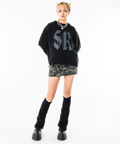 SHORT ROUND（ショートラウンド）の「SHORT ROUND/【26年春夏新作】ビッグロゴニットプルオーバー（ニット/セーター・メンズ・ブラック・LARGE/MEDIUM）」の4枚目の写真