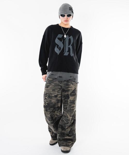 SHORT ROUND（ショートラウンド）の「SHORT ROUND/【26年春夏新作】ビッグロゴニットプルオーバー（ニット/セーター・メンズ・ブラック・LARGE/MEDIUM）」の13枚目の写真