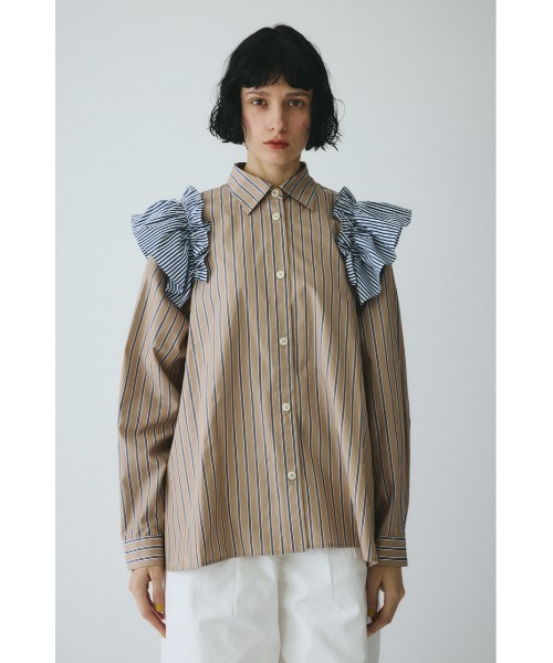 HeRIN.CYE(ヘリンドットサイ)の「Frill sleeve shirt フリルスリーブシャツ(シャツ/ブラウス・レディース・ベージュ系その他/ブルー系その他・FREE)」の2枚目の写真