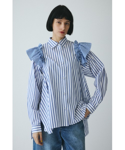 HeRIN.CYE(ヘリンドットサイ)の「Frill sleeve shirt フリルスリーブシャツ(シャツ/ブラウス・レディース・ベージュ系その他/ブルー系その他・FREE)」の1枚目の写真