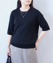 【L～5L 大きいサイズ】フロントプリーツ半そでニット