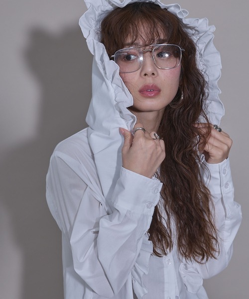 bohmal（ボマール）の「マルチウェイフリルカラーブラウス（シャツ/ブラウス・レディース・ホワイト/ブルー・MEDIUM）」の7枚目の写真