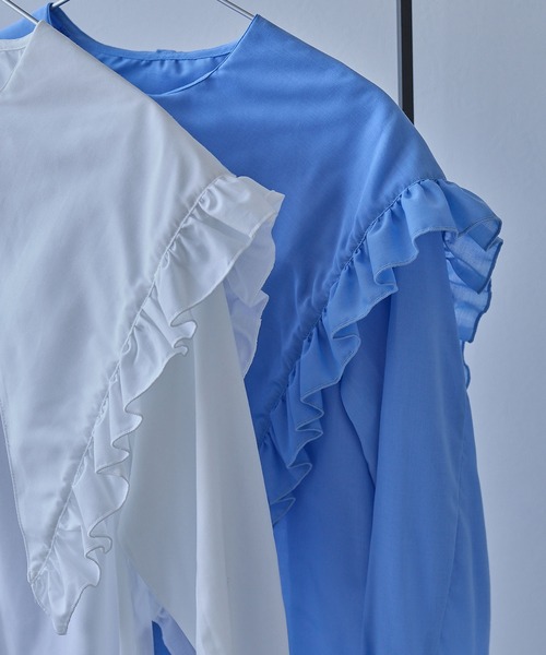 bohmal（ボマール）の「マルチウェイフリルカラーブラウス（シャツ/ブラウス・レディース・ホワイト/ブルー・MEDIUM）」の17枚目の写真