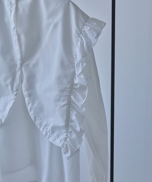 bohmal（ボマール）の「マルチウェイフリルカラーブラウス（シャツ/ブラウス・レディース・ホワイト/ブルー・MEDIUM）」の18枚目の写真