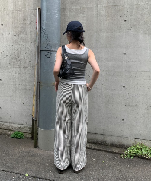 link lot(リンクロット)の「シアサッカーストライプタックイージーパンツ(その他パンツ・メンズ・ネイビー/ベージュ/ブラック・F)」の20枚目の写真