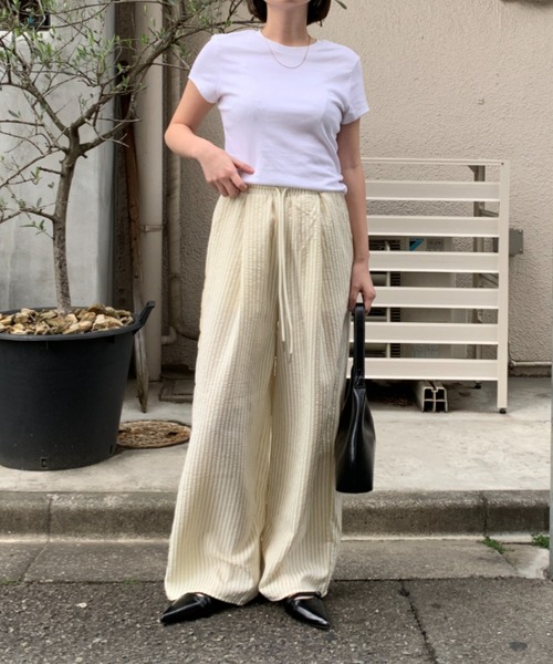 link lot(リンクロット)の「シアサッカーストライプタックイージーパンツ(その他パンツ・メンズ・ネイビー/ベージュ/ブラック・F)」の14枚目の写真