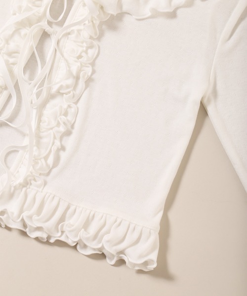 PHILLY（フィリー）の「針抜きフリルカーディガン（カーディガン/ボレロ・レディース・ホワイト/グレー・FREE）」の15枚目の写真