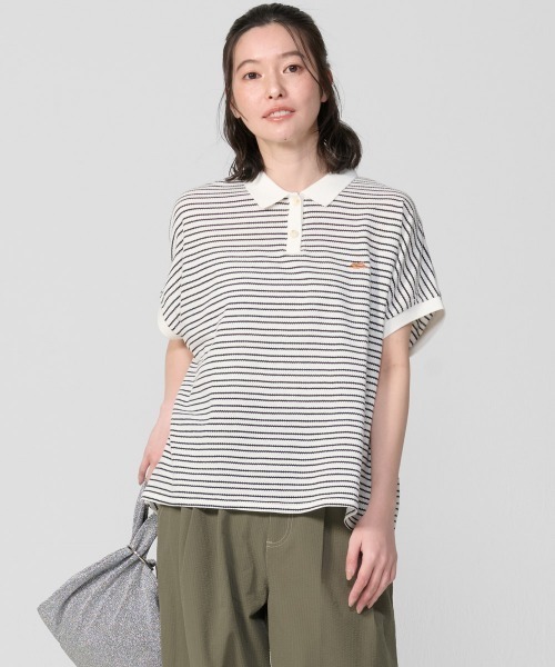 KRIFF MAYER Lady's Collection(クリフメイヤーレディースコレクション)の「ドルマンボーダーポロ(ポロシャツ・レディース・ベージュ/ホワイト系その他/ブラック/オフホワイト・MEDIUM/LARGE)」の1枚目の写真
