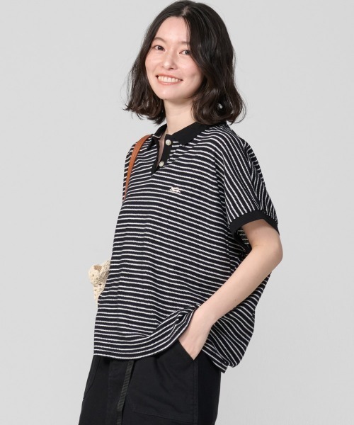 KRIFF MAYER Lady's Collection(クリフメイヤーレディースコレクション)の「ドルマンボーダーポロ(ポロシャツ・レディース・ベージュ/ホワイト系その他/ブラック/オフホワイト・MEDIUM/LARGE)」の3枚目の写真