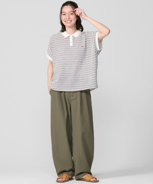 KRIFF MAYER Lady's Collection(クリフメイヤーレディースコレクション)の「ドルマンボーダーポロ(ポロシャツ・レディース・ベージュ/ホワイト系その他/ブラック/オフホワイト・MEDIUM/LARGE)」の7枚目の写真