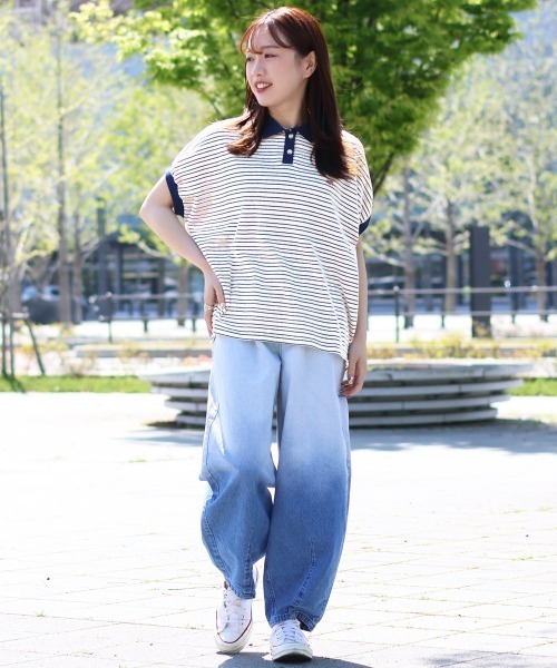 KRIFF MAYER Lady's Collection(クリフメイヤーレディースコレクション)の「ドルマンボーダーポロ(ポロシャツ・レディース・ベージュ/ホワイト系その他/ブラック/オフホワイト・MEDIUM/LARGE)」の12枚目の写真