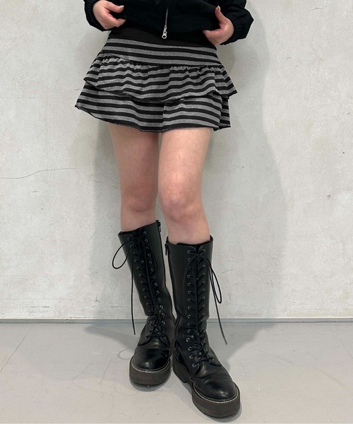 sedacle girl(セダクルガール)の「ボーダーミニスカート(スカート・レディース・ブラック・FREE)」の2枚目の写真