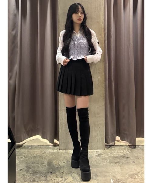 SLY（スライ）の「SIMPLY MINI PLEATS SKORT シンプリーミニプリーツスコート 春服（スカート・レディース・ブラック/グレー・2/1）」の20枚目の写真