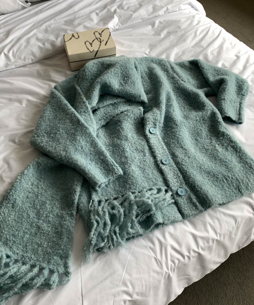 VASCARA（バスカラ）の「[SET] Glass Boucle V-neck Wool Cardigan+Muffler（カーディガン/ボレロ・レディース・ブルー・FREE）」の5枚目の写真