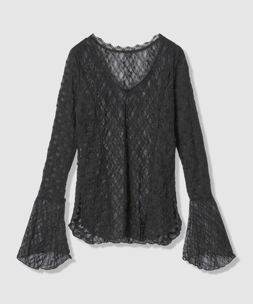 LOULOU WILLOUGHBY(ルルウィルビー)の「【LOULOU WILLOUGHBY】ベルスリーブレースプルオーバー(Tシャツ/カットソー・レディース・ブラック/オフホワイト・2)」の14枚目の写真