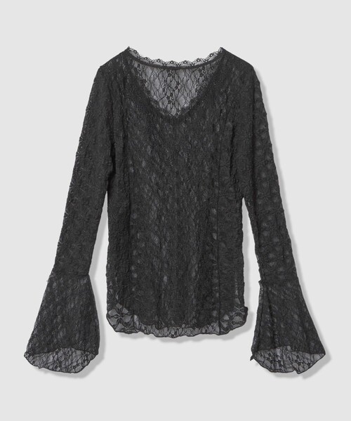 LOULOU WILLOUGHBY(ルルウィルビー)の「【LOULOU WILLOUGHBY】ベルスリーブレースプルオーバー(Tシャツ/カットソー・レディース・ブラック/オフホワイト・2)」の15枚目の写真