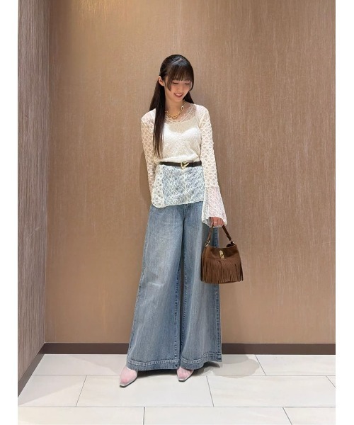 LOULOU WILLOUGHBY(ルルウィルビー)の「【LOULOU WILLOUGHBY】ベルスリーブレースプルオーバー(Tシャツ/カットソー・レディース・ブラック/オフホワイト・2)」の21枚目の写真