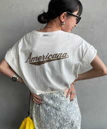 AMERICANA | 【WEB先行予約】[Americana/アメリカーナ] 別注 Americana バックロゴ ラウンドヘムプリントTシャツ(Tシャツ/カットソー)