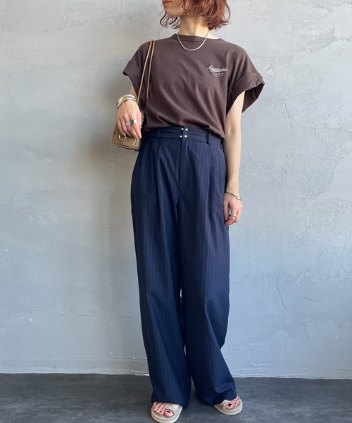 AMERICANA（アメリカーナ）の「【WEB先行予約】[Americana/アメリカーナ] 別注 Americana バックロゴ ラウンドヘムプリントTシャツ（Tシャツ/カットソー・レディース・ブラウン/ホワイト/スミクロ・ONE SIZE）」の11枚目の写真