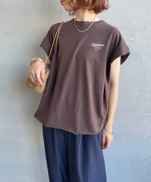 AMERICANA（アメリカーナ）の「【WEB先行予約】[Americana/アメリカーナ] 別注 Americana バックロゴ ラウンドヘムプリントTシャツ（Tシャツ/カットソー・レディース・ブラウン/ホワイト/スミクロ・ONE SIZE）」の13枚目の写真
