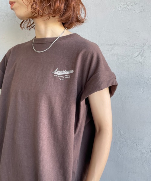 AMERICANA（アメリカーナ）の「【WEB先行予約】[Americana/アメリカーナ] 別注 Americana バックロゴ ラウンドヘムプリントTシャツ（Tシャツ/カットソー・レディース・ブラウン/ホワイト/スミクロ・ONE SIZE）」の19枚目の写真