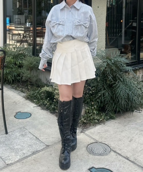 nemne store(ネンネストア)の「チェックリボンレースptブラウス(シャツ/ブラウス・レディース・ブラック系/ブラウン系/サックスブルー系・SMALL/MEDIUM)」の15枚目の写真