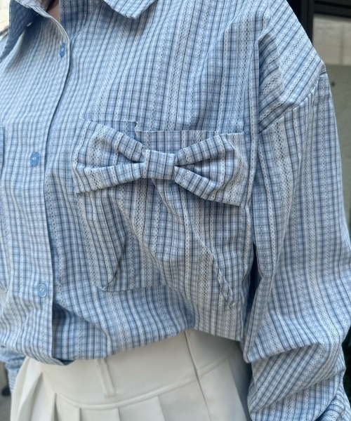nemne store(ネンネストア)の「チェックリボンレースptブラウス(シャツ/ブラウス・レディース・ブラック系/ブラウン系/サックスブルー系・SMALL/MEDIUM)」の14枚目の写真