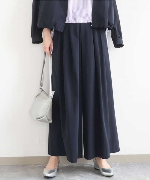 MK MICHEL KLEIN（エムケーミッシェルクラン）の「[洗える]ストレッチ3タックワイドパンツ（その他パンツ・レディース・ネイビー/ダークグレー・38）」の3枚目の写真