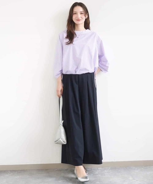 MK MICHEL KLEIN（エムケーミッシェルクラン）の「[洗える]ストレッチ3タックワイドパンツ（その他パンツ・レディース・ネイビー/ダークグレー・38）」の7枚目の写真