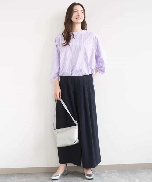 MK MICHEL KLEIN（エムケーミッシェルクラン）の「[洗える]ストレッチ3タックワイドパンツ（その他パンツ・レディース・ネイビー/ダークグレー・38）」の8枚目の写真