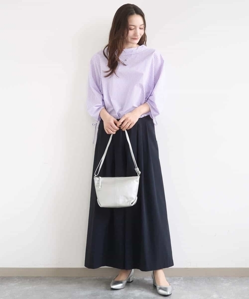 MK MICHEL KLEIN（エムケーミッシェルクラン）の「[洗える]ストレッチ3タックワイドパンツ（その他パンツ・レディース・ネイビー/ダークグレー・38）」の9枚目の写真